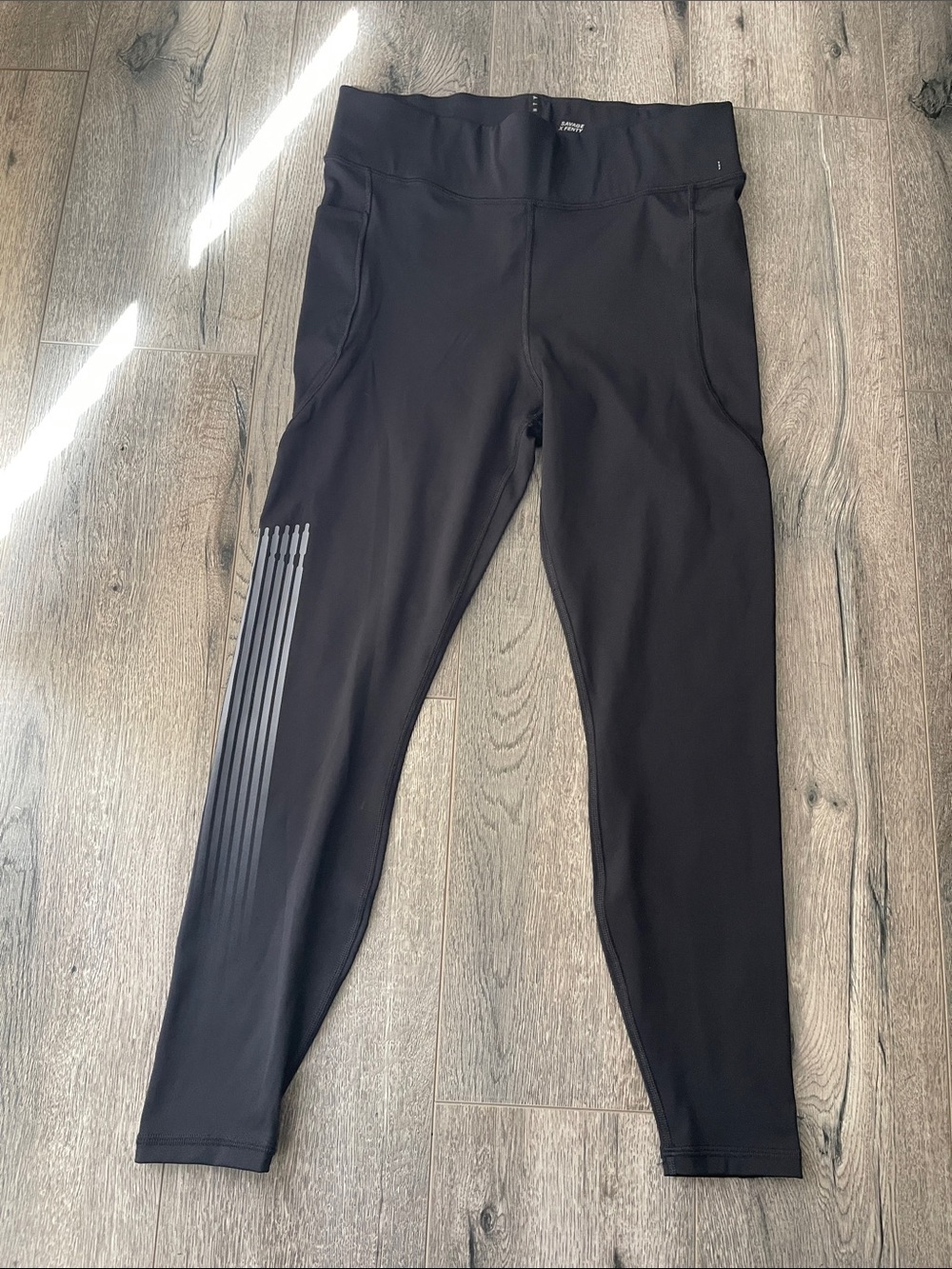 Savage X Fenty Black High-Waist Leggings with Reflective Stripe Detail